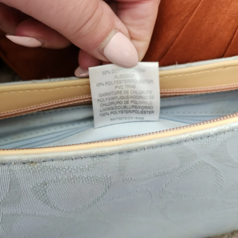 Vintage Liz Claiborne Y2K Baguette Shoulder Bag | Signature Logo Blue & Tan